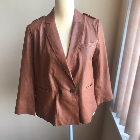 Club Monaco lamb leather tan jacket Sz 6 new